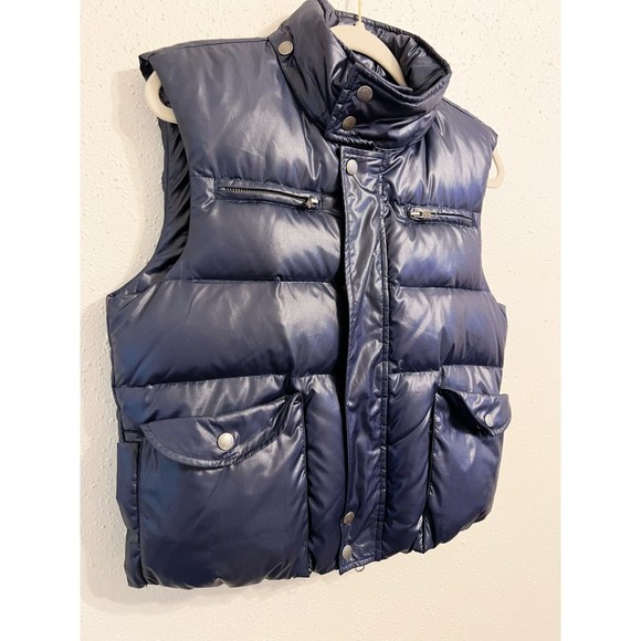 SEE BY CHLOÉ Navy Sleeveless Down Jacket Puff Vest Elastic Waist Size 8 - Picture 4 of 12